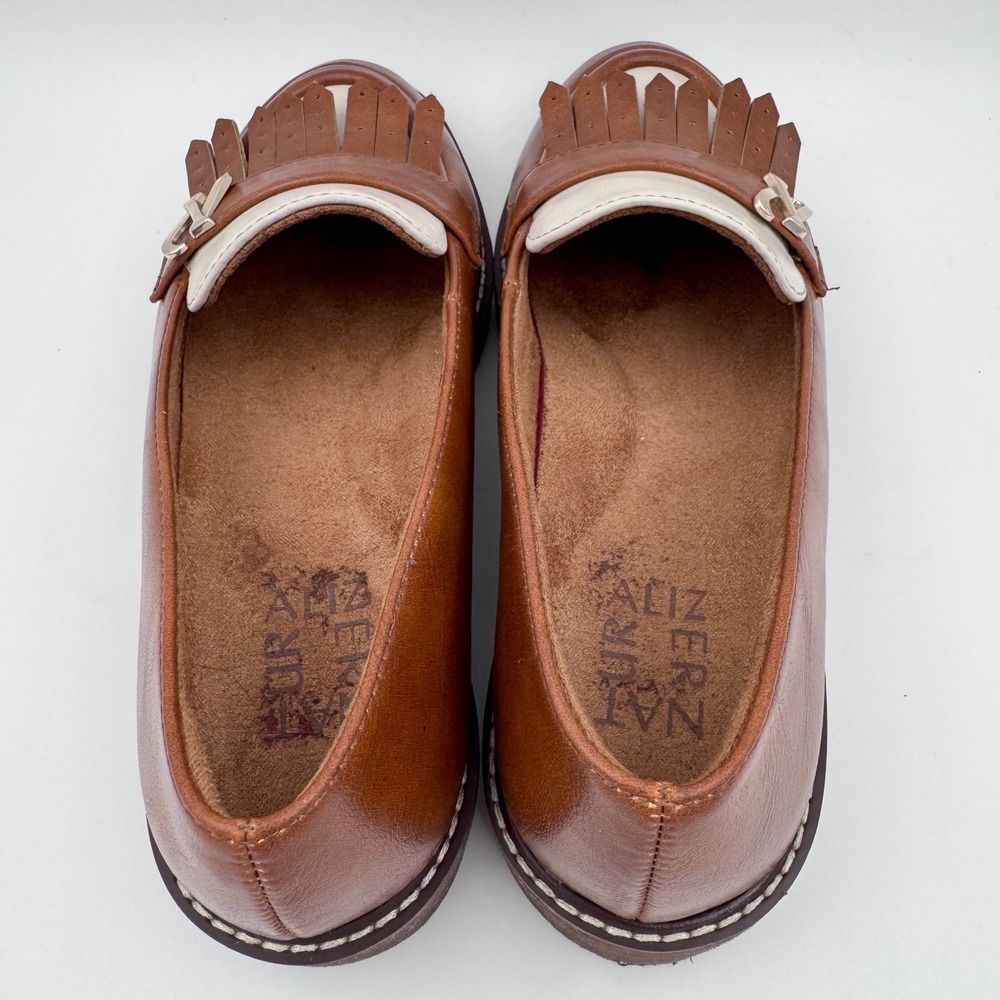 Naturalizer Womens Kiltie Fringe Platform Loafers Brown Cream Wedge Shoes Size 6 - Picture 6 of 9